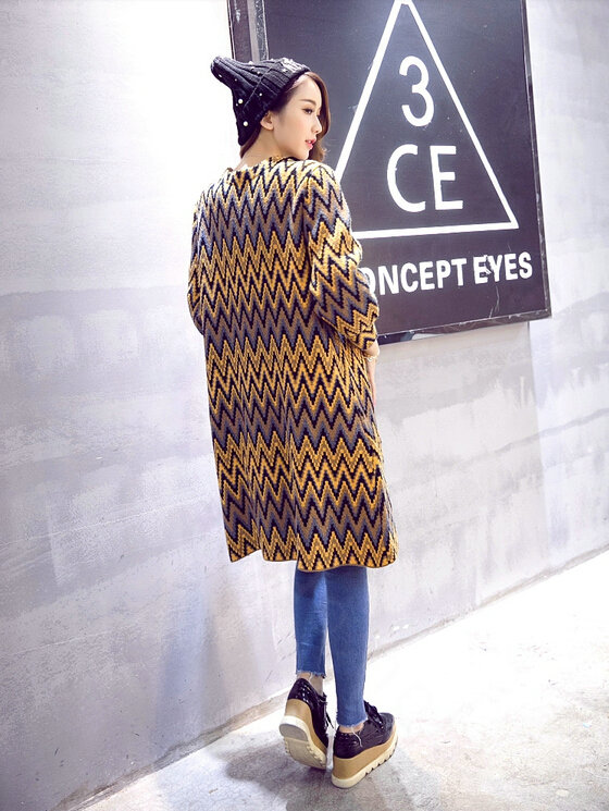 Female Cardigan Sweater Winter Coat Color Loose Thick Tassel Thin - Yellow