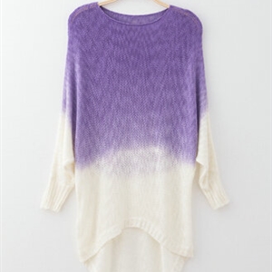 Gradient Sweater Women Cotton Hitz Dovetail Loose Thin Knit Shirt - Purple