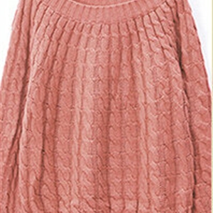 Sweater Classic Women Sleeve Pure Thick Solid O-Neck - Pink