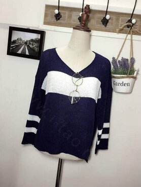 Sweater Hitz V Collar Pullover Female Three Quarter Sleeve Slim - Black