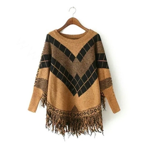 Sweater Special Winter Cotton Thick Patchwork Women Tassel Explosion - Coffee