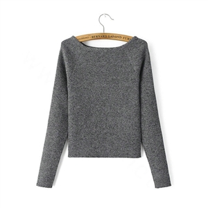 Sweater Women Knitwear Casual Long Sleeved Slim Shoulder Padding - Grey