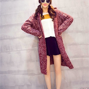 Winter Fashion Female Sweater Cardigan Jacket Thick Warm - Red