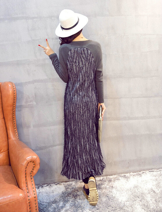 Winter Fashion Sweater Cardigan Coat Female Peacock Coat Open Stitch Thick - Grey