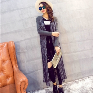 Winter Fashion Sweater Cardigan Coat Female Peacock Coat Open Stitch Thick - Grey