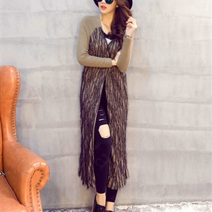 Winter Fashion Sweater Cardigan Coat Female Peacock Coat Open Stitch Thick - Khaki