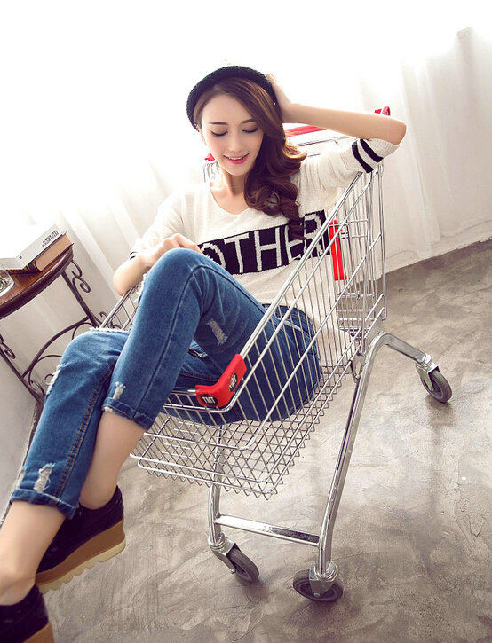 Winter Fashion Sweater Loose Short V-Neck Full Sleeve Letter - White