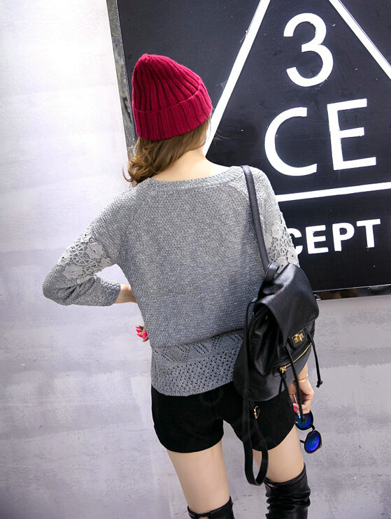 Winter Sweater Female Slim Warm Personality All-Match O-Neck - Grey