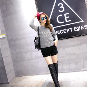 Winter Sweater Female Slim Warm Personality All-Match O-Neck - Grey