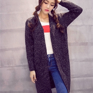 Winter Sweater Female Solid Long Sleeved Cardigan Coat Street Tide - Black