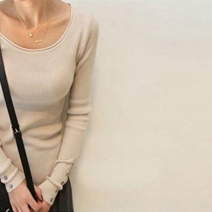 Winter Sweater Solid Tight Shirt Womens Stretch Thick - Beige