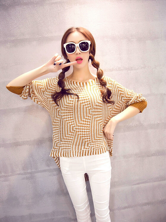 Winter Sweater Thin Women Crocheted Novelty Hollow Sexy Irregular - Khaki