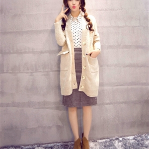 Winter Sweater V Collar Thick Flat Knitted Female Warm - White