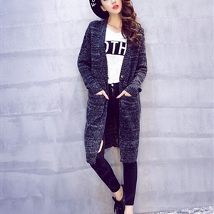 Winter Sweater Women Fashion Loose Cardigan Coat Thick Warm V Collar - Black