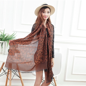 Cheap Leopard Print Scarf Shawls Women Winter Warm Cotton Panties 200*70CM - Brown