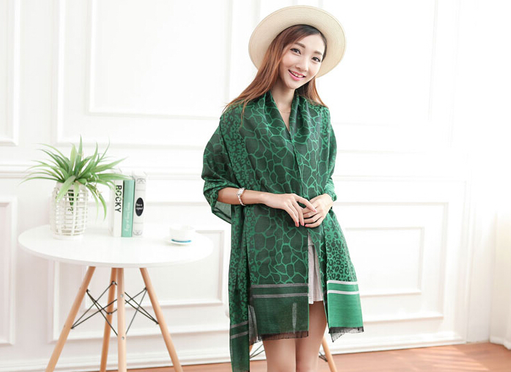 Cheap Leopard Print Scarf Shawls Women Winter Warm Cotton Panties 200*70CM - Dark Green