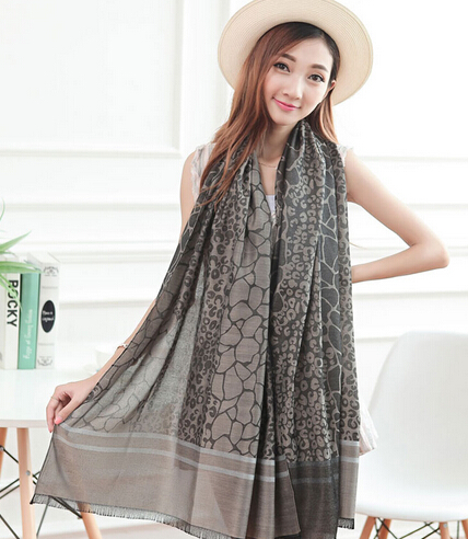 Cheap Leopard Print Scarf Shawls Women Winter Warm Cotton Panties 200*70CM - Dark Grey