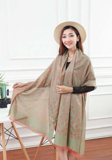 Cheap Leopard Print Scarf Shawls Women Winter Warm Cotton Panties 200*70CM - Green