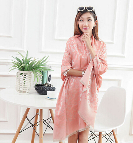 Cheap Leopard Print Scarf Shawls Women Winter Warm Cotton Panties 200*70CM - Pink