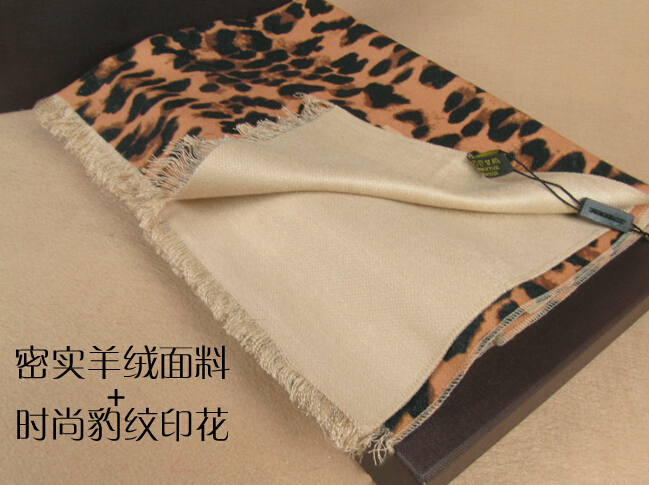 Classic Leopard Print Scarf Shawls Women Winter Warm Cashmere Panties 200*70CM - Brown