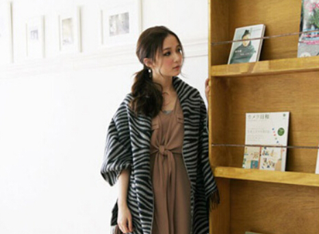 Classic Zebra Print Scarf Shawls Women Winter Warm Wool Panties 194*65CM - Black