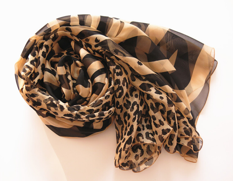 Colorful Zebra Print Scarf Shawls Women Winter Warm Silk Panties 200*135CM - Brown