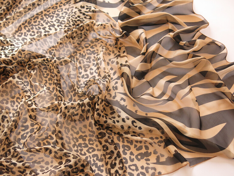 Colorful Zebra Print Scarf Shawls Women Winter Warm Silk Panties 200*135CM - Brown