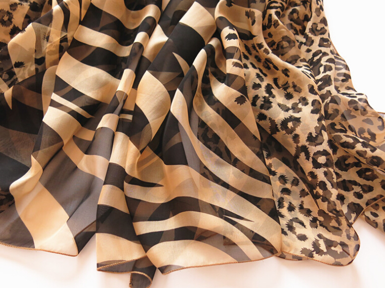 Colorful Zebra Print Scarf Shawls Women Winter Warm Silk Panties 200*135CM - Brown