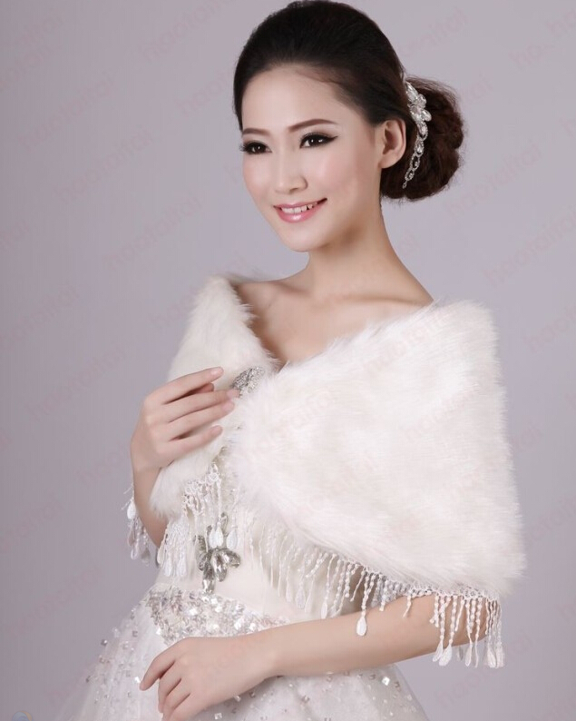 Cute Bridal Fringed Rabbit Wool Scarf Shawls Women Winter Warm Solid Panties 110*50CM - White