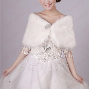Cute Bridal Fringed Rabbit Wool Scarf Shawls Women Winter Warm Solid Panties 110*50CM - White