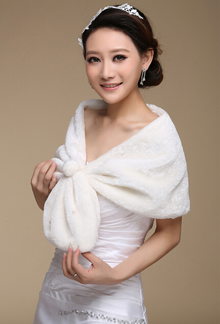 Cute Bridal Pearl Cashmere Scarf Shawls Women Winter Warm Solid Panties 100*30CM - White