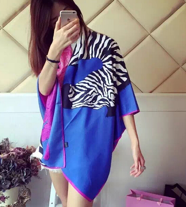 Cute Zebra Print Scarf Shawls Women Winter Warm Silk Panties 180*70CM - Blue