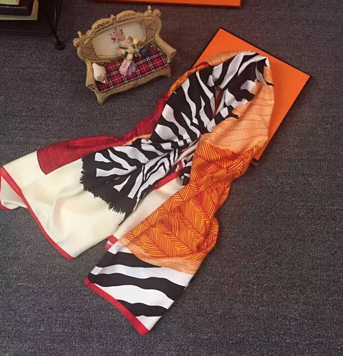 Cute Zebra Print Scarf Shawls Women Winter Warm Silk Panties 180*70CM - Orange