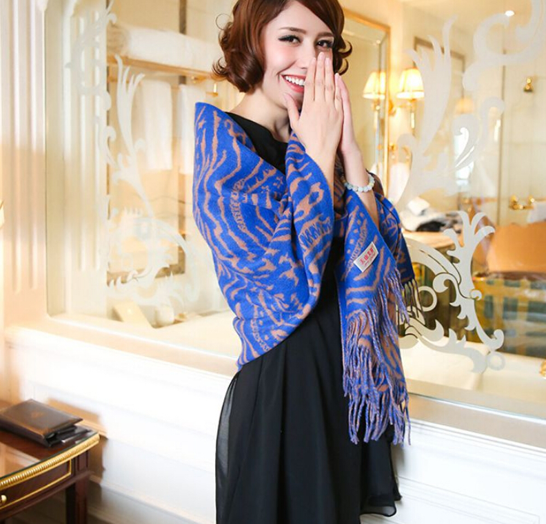 Cute Zebra Print Scarves Wrap Women Winter Warm Cashmere 180*65CM - Blue
