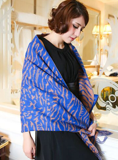 Cute Zebra Print Scarves Wrap Women Winter Warm Cashmere 180*65CM - Blue