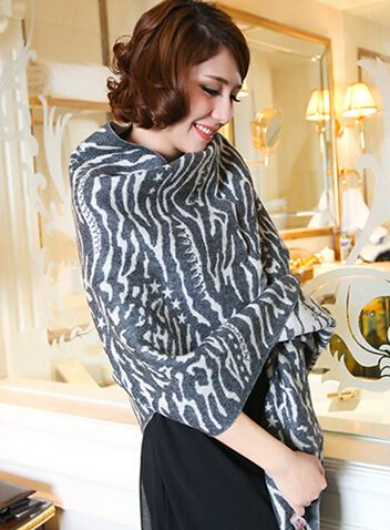 Cute Zebra Print Scarves Wrap Women Winter Warm Cashmere 180*65CM - Grey