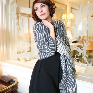 Cute Zebra Print Scarves Wrap Women Winter Warm Cashmere 180*65CM - Grey