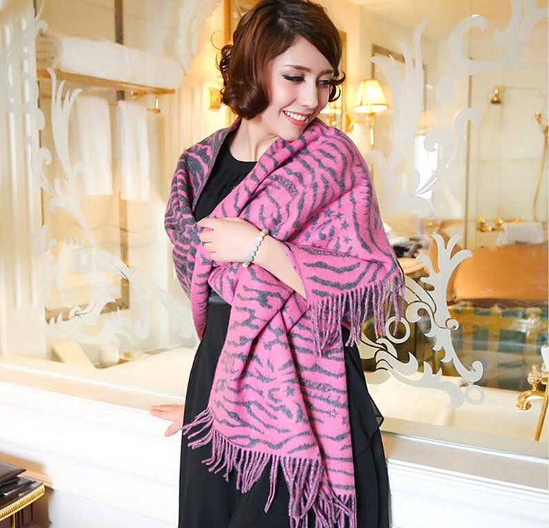Cute Zebra Print Scarves Wrap Women Winter Warm Cashmere 180*65CM - Purple
