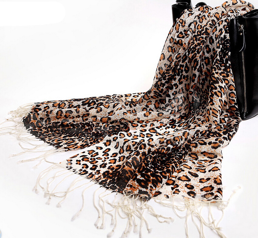 Discount Leopard Print Scarf Shawls Women Winter Warm Wool Panties 190*70CM - Brown
