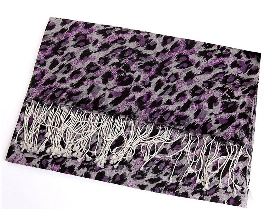 Discount Leopard Print Scarf Shawls Women Winter Warm Wool Panties 190*70CM - Violet