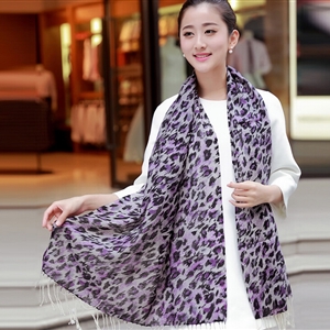 Discount Leopard Print Scarf Shawls Women Winter Warm Wool Panties 190*70CM - Violet