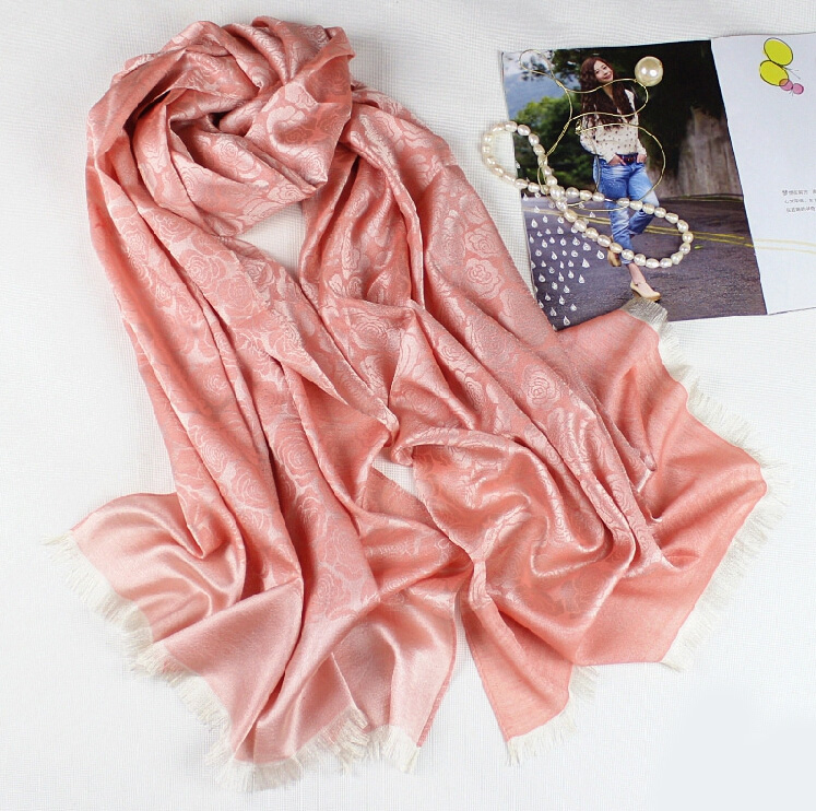 Floral Printed Scarf Shawls Women Winter Warm Cotton Panties 200*70CM - Pink