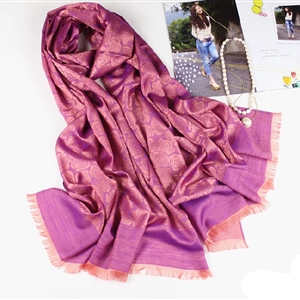 Floral Printed Scarf Shawls Women Winter Warm Cotton Panties 200*70CM - Purple
