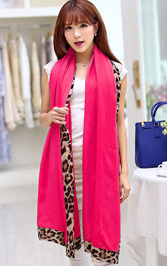 Free Leopard Print Scarves Wrap Women Winter Warm Polyester Panties 190*100CM - Rose