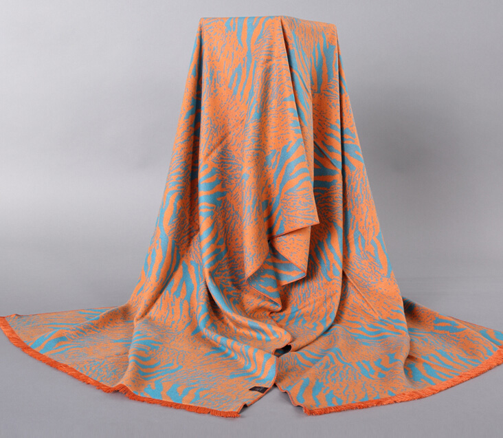 Free Zebra Print Scarves Wrap Women Winter Warm Cashmere 180*60CM - Orange