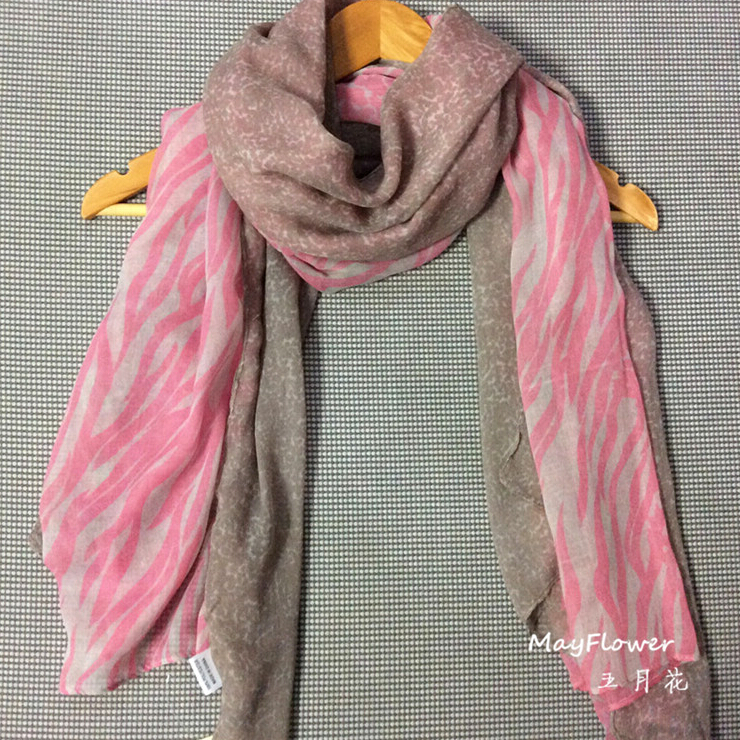 Free Zebra Print Scarves Wrap Women Winter Warm Polyester Panties 180*100CM - Pink