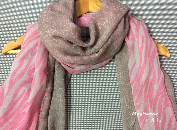 Free Zebra Print Scarves Wrap Women Winter Warm Polyester Panties 180*100CM - Pink