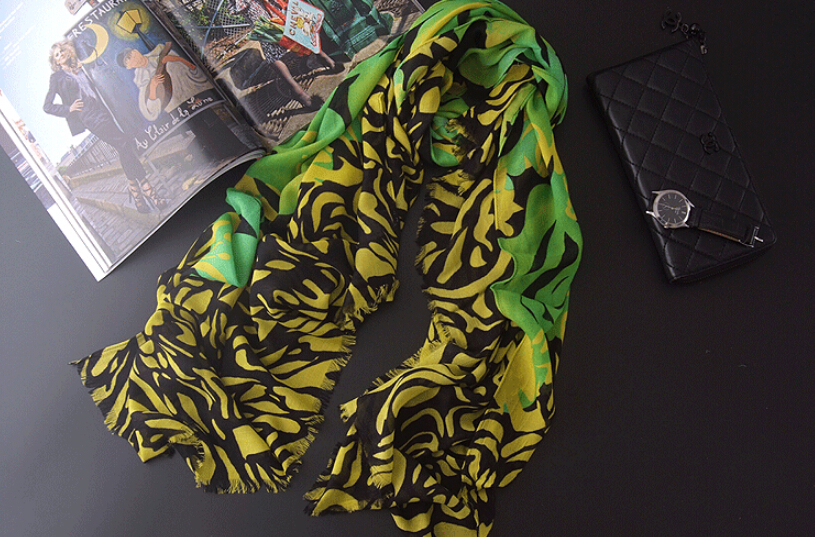 Free Zebra Print Women Scarf Bamboo Fiber Warm Scarves Wraps 180*90CM - Yellow