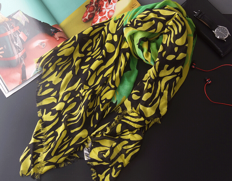 Free Zebra Print Women Scarf Bamboo Fiber Warm Scarves Wraps 180*90CM - Yellow