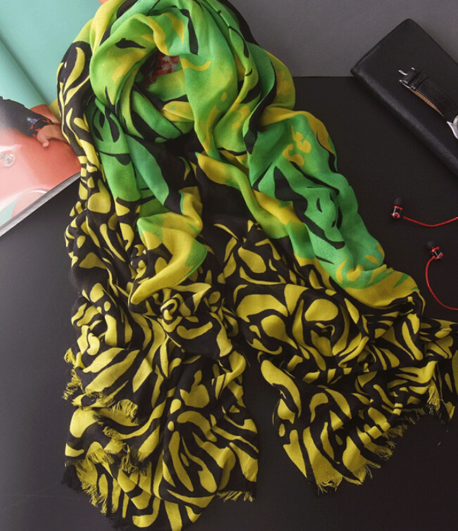 Free Zebra Print Women Scarf Bamboo Fiber Warm Scarves Wraps 180*90CM - Yellow